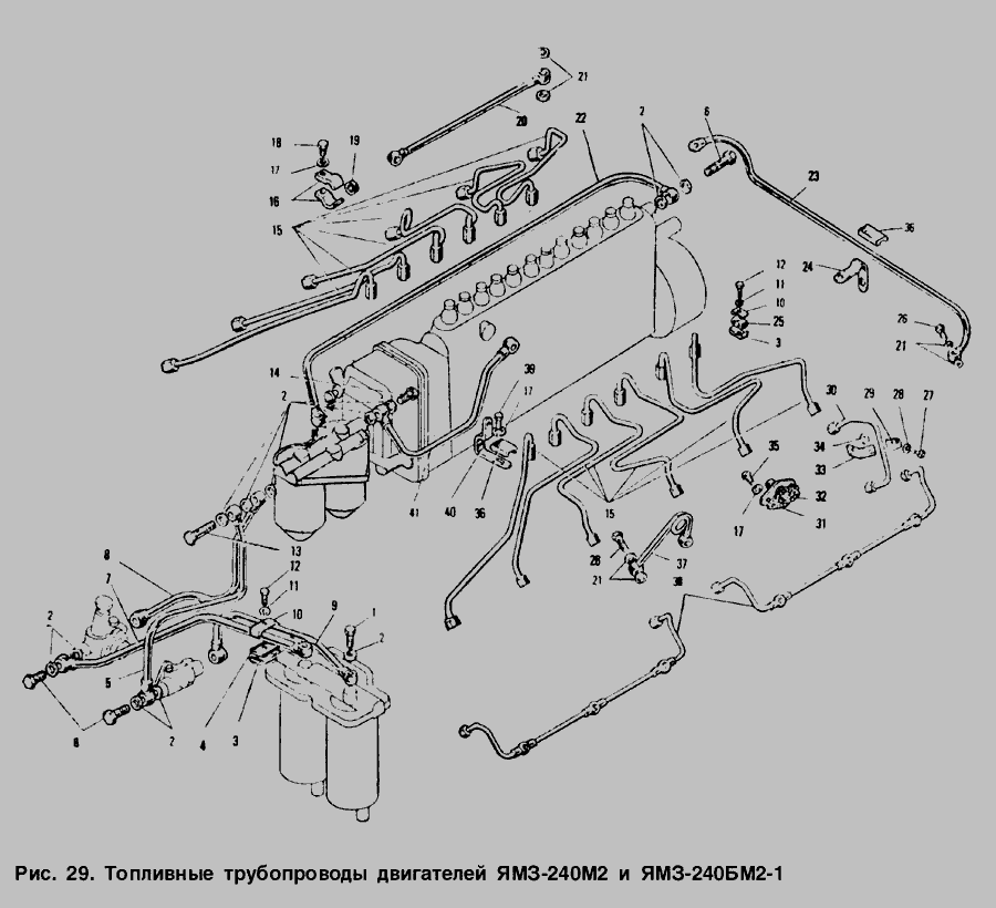 Схема топливных трубок ямз 238