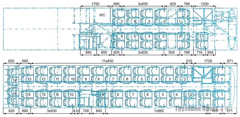 Схема салона автобуса мерседес