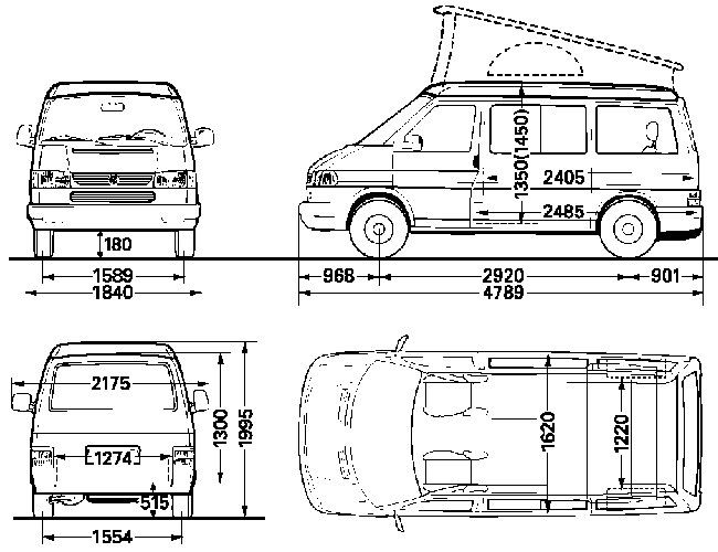 Габаритные размеры фольксваген транспортер