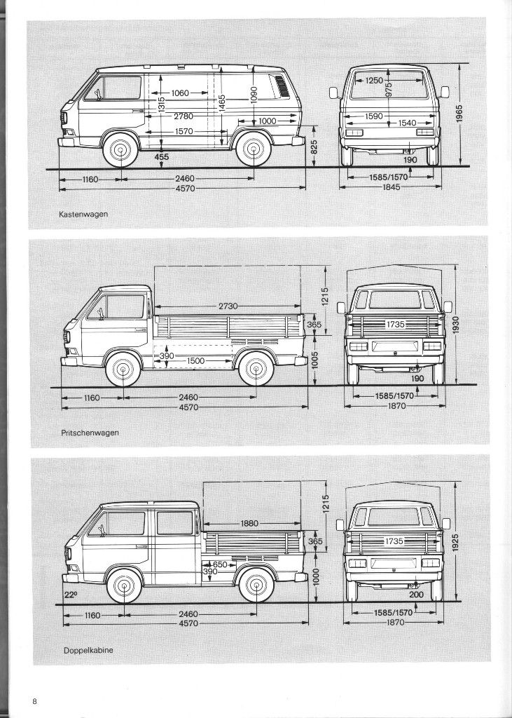 Габаритные размеры фольксваген транспортер