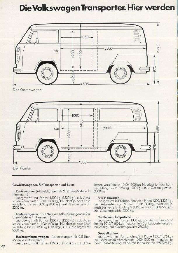 Габаритные размеры фольксваген транспортер