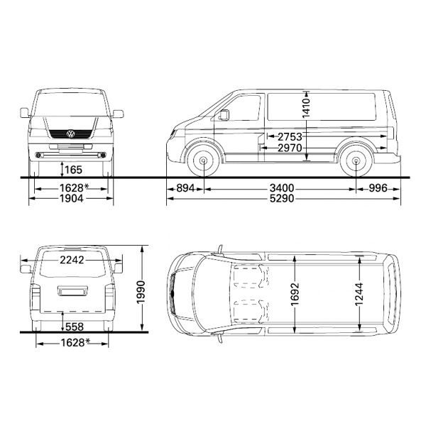 Габариты фольксваген транспортер т4