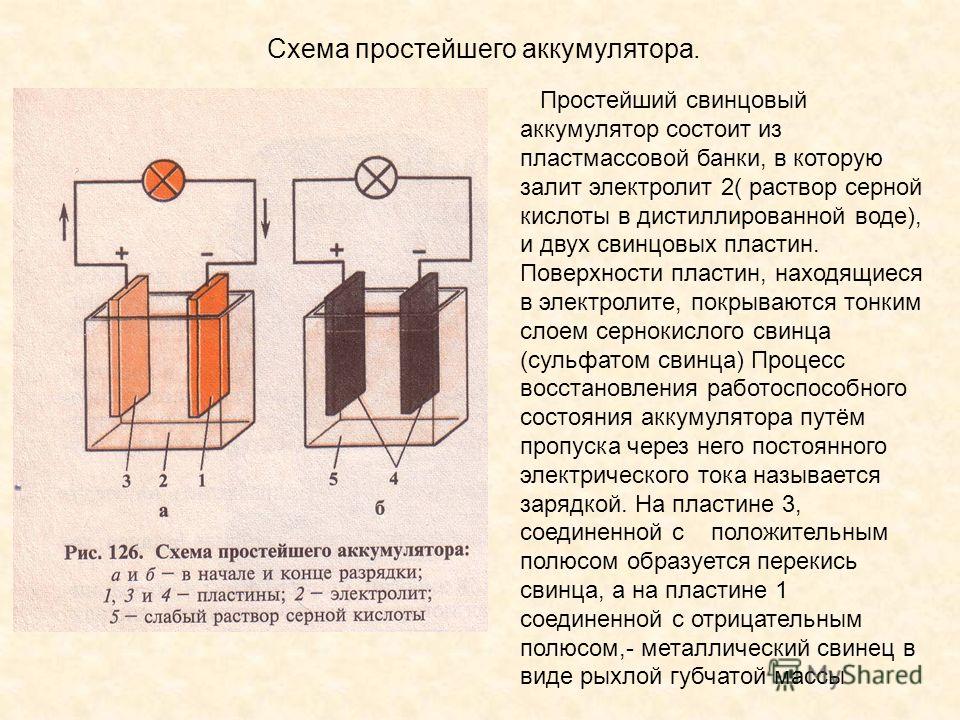 Схема свинцового аккумулятора