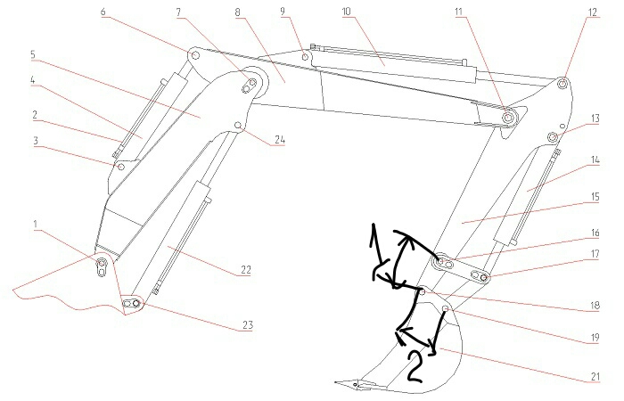 Чертеж стрелы мини экскаватора